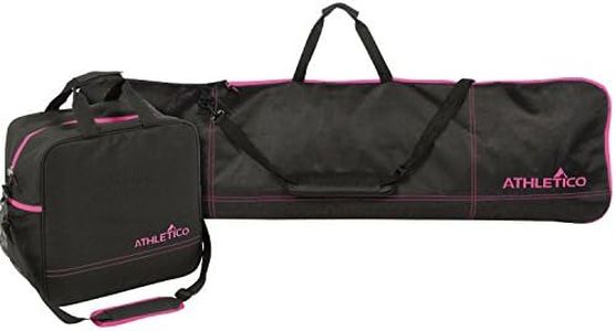 Athletico Two-Piece Snowboard and Boot Bag Combo | Store & Transport Snowboard Up to 165 cm and Boots Up to Size 13 | Includes 1 Snowboard Bag & 1 Boot Bag (Black with Pink Trim)