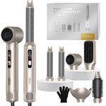 UKLISS 6 in 1 Hair Styler | Hair Dryer Brush with LCD-Display - Airstyler, Hair Curler Airflow, Hair Straightener, Thermal Brush, Hot Airbrush, Multistyler Gifts Set for Women Hair Styling (Gold)