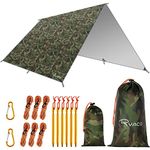 RYACO Hammock Rain Fly Tent Tarp, 3m x 3m Tarpaulin Portable Sunshade Lightweight Waterproof Groundsheet Windproof Camping gazebo Picnic Mat Anti UV Sun Shelter for Camping Travel Beach (Camo No.1)