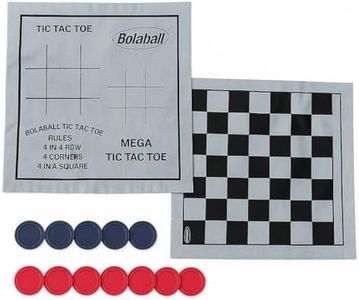 Bolaball Giant 3-in-1 Checkers Game, Tic Tac Toe and Mega Tic Tac Toe with Reversible Rug – Indoor/Outdoor Huge Board Games for Family Fun & Parties