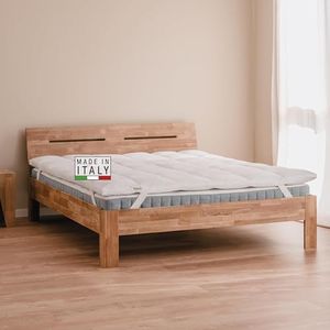 Dreamin*101 – Cubrecolchón matrimonial de 180 x 200 cm de pluma transpirable, corrector de colchón para 4 estaciones con esquinas elásticas, cubrecolchón alto 6/8 cm fresco y suave para mejor