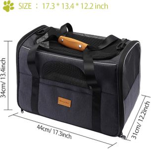 Morpilot Cat Carrier, Airline Approved – Foldable Pet Travel Bag, Grey, M (7kg)