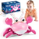 Hapikids Crawling Crab Toy, Baby Toys 6 to 12 Months Dancing Crab Baby Toy for 1 Year Old Girls Gifts Tummy Time Crab Baby Sensory Toys Sound Toys Baby Toys 0-6 Months 1st Birthday Gifts for Girls