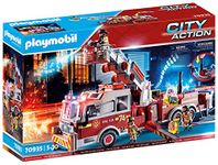 Playmobil City Action 70935 Rescue Vehicles: Fire Engine with Tower Ladder, With Light and Sound, Fire Engine Toys for Children Ages 5+