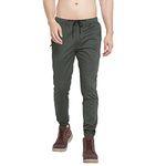 SAPPER Cotton Joggers Track Pants for Men | Casual Lower Pant for Men (Color - Dark Olive, Size - L)