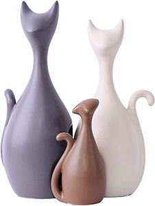 Magenesis Ornements en céramique de Famille Charmante de Chat, Style Moderne et éléments décoratifs créatifs (3 Chats)