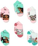 Disney Princess Moana Toddler Girls 6 Pack Quarter Style Socks with Grippers (Small (4-6), Blush)