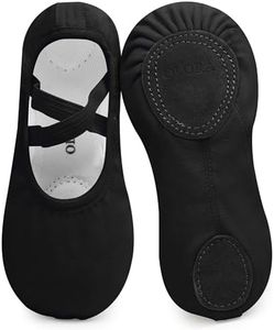 OLORA Ballet Shoes for Girls Toddler No-Tie Split Sole Canvas Dance Slippers Yoga Practice Shoes Gymnastic Shoes for Toddler/Little Kid/Big Kid/Women-Black-2