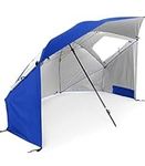 Sport-Brella Ultra UPF 50+ Angled Shade Canopy For Optimum Sight Lines At Sports Events, 8-Foot, Blue, 3452