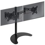 Duronic Monitor Arm Stand DM35D2 | Freestanding Double PC Desk Mount | Aluminium | For Two 13-27 LED LCD Computer or TV Screens | VESA 75/100 Brackets | Tilt +15°/-15°, Swivel 180°, Rotate 360°