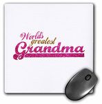 3dRose mp_151304_1 8" x 8" Worlds Greatest Grandma Best Grandmother in The World Granny Gifts Pink and Gold Text Mouse Pad