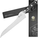 KESSAKU 8-Inch Offset Bread Deli Serrated Knife - Dynasty Series - Forged ThyssenKrupp German High Carbon Stainless Steel - G10 Handle with Blade Guard