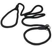 Dogs My Love Nylon Rope Slip Dog Lead Adjustable Collar and Leash 6Ft Long (Small: 1/4" (6Mm), Black)