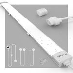 KUKUMAO LED Batten Light 5FT 45W with Plug,6000K Tube Light 5000LM Ceiling Light for Garage Office Cellar Shop Basement School Bathroom Restaurant Hotel Hostipatal Indoor or Outdoor.