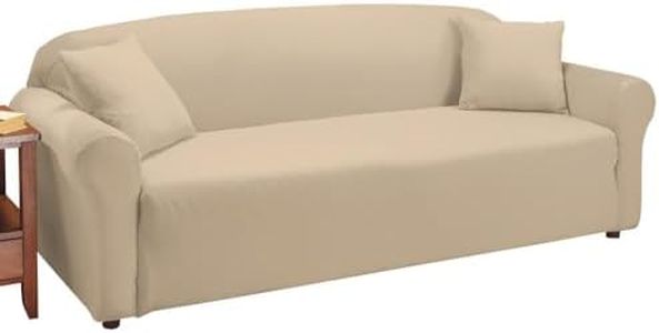 Collections Etc Jersey Stretch Slipcover Furniture Protector, Cream, Sofa