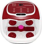 Best Choice Products Motorized Foot Spa Bath Massager, Adjustable Waterfall Shower & Fast Heating, Automatic Shiatsu Pedicure Massage, Pumice Stone, Rollers to Relieve Feet Muscle Pain - Burgundy