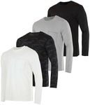 4 Pack:Men’s Long Sleeve Pocket T-Shirt Workout Quick Dry Crew UPF Sun Fishing Dri Fit Gym Tee Athletic Active Performance Casual Wicking Exercise Running Cool Sport Training Undershirt Top Set 5, XL