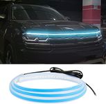 TEKSHINNY Dynamic Car Hood Light Strip, 71 Inches Exterior Car Strip Lights Waterproof Daytime Running LED Hood Strip Lights for Cars, Trucks(Ice Blue)