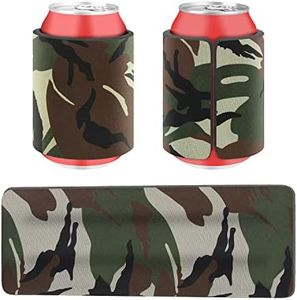 Desing Wish 12oz Standard Can Cooler Sleeve Cover Non-Slip Drinks Cans/Bottles/Cups Sleeves Holder Strong Spring Slap Band Wrap for Beer/Soda/Ice Beverage 12oz and Above - 3 Pack (Camouflage)