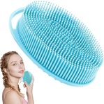 INOVERA Silicone Bath Brush | Soft Body Wash Bathing Scrubber | Exfoliating Shower Brushes (Light Blue)