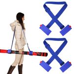 2 Pairs Ski Fastener Tapes, Adjustable Ski Boot Straps with Protector Pads Ski Carrier Straps Ski Wraps Ties Gear Storage for Ski Poles Boards Carrying Outdoor Winter Sports Accessories (Blue)