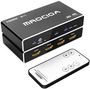 HDMI Switch 3 in 1 Out max 4K 60Hz/ HDCP2.3 with Remote, Support Auto Switch on Off/ARC/Allm/Vrr. mrocioa Aluminum HDMI Splitter switcher selector Box hub Multi Adapter for Multiple add Extra Port