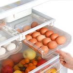 Clear Egg Tray for Fridge, Hanging Egg Holder Egg Storage Container for Refrigerator, Home Essentials Large Capacity Egg Organizers, 21 Count Handy Egg Drawer Fit Fridge Shelf Under 0.6''