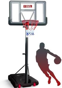 IGL Portable Basketball Hoop, 5.6-10FT Adjustable Basketball Goal System, 44 Inch Outdoor Basketball Hoop & Goals for Kids, Youth, and Adults in The Backyard, Driveway with PC Backboard (Grey)