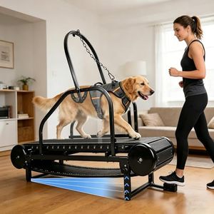 HSAUPI Dog Treadmill for Large Dogs with Foot Brake - Non-Motorized Treadmill for Dogs with Wide Plastic Slatmill, Safety Guard and 5-Level Incline to Keep Active and Fit - 500 LBS Capacity