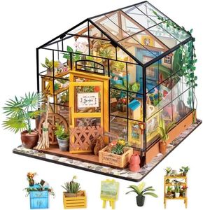 Rolife DIY Miniature House Kit-Mini Diorama 1/18 Greenhouse Model Building Kit with LED, Crafts for Adults Hobby Christmas Birthday Gift for Boys Girls Mom Home Decor (Cathy's Flower House)