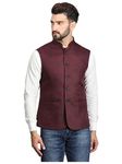 Ethluxis Men's Designer Solid Nehru Jacket/Waist Coat/Bandhgala (L, Maroon)