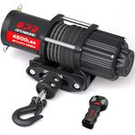 OPENROAD 4500 lb ATV/UTV Electric Winch, 12V IP67 Waterproof Off-Road Winch with 7/32" × 50' Synthetic Rope, Wireless Remote, and Mounting Bracket – Gray Rope
