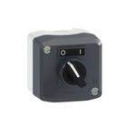 Schneider Electric Control station, Harmony XALD, XALK, plastic, dark grey lid, 1 selector switch, standard handle 22 mm, 1NO