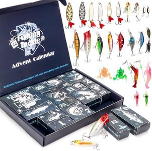 Advent Calendar 2024 Fishing Lures Set, 24 Days Christmas Countdown Fish Tackle Set for Fisher Adult Men Teen Boys - 2024 Xmas Surprise Gift Fish Bait Gift for Father Grandpa Brother Boyfriend
