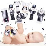 Baby Toys 0-3-6 Months, Notique Baby Socks Baby Essentials for Newborn Toys, Black and White Baby Toys 0-3 Months Wrist Rattles Sensory Toys for Babies 0-6 Months Infant Baby Gifts