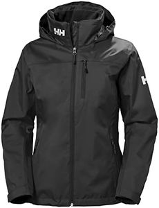 Helly-Hansen Women's Standard Crew Hooded Midlayer Fleece Lined Waterproof Rain Jacket, 990 Black, Medium