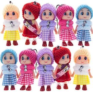 8 PCS Tiny Dolls Silicone Princess Mini Doll for Girls DIY Miniature Dollhouse Kit with Miniature Clothes Decoration Little Dolls Christmas Festival Reborn Baby Stuff Gift & Bag Accessories 8cm