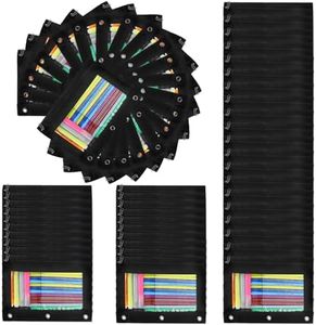 60 Pack Pencil Pouch for 3 Ring Binder, Pencil Case with Smooth Zipper Bulk, Clear Window Pencil Bag for School, Office, Jewelry, and Cosmetic, Black