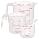 Firtink 3 Pcs Plastic Measuring Jug Baker Set, 250ML/500ML/1000ML, Plastic Measuring Cup with Handle, BPA-Free Measuring Jug for Baker Kitchen, Clear&Easy to Read Measurements - No Dishwasher