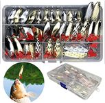 NganSuRong 35PCS Fishing Lures Pike Treble Hooks Salmon Mixed Trout Bass Spoon Sinking Spinners Hard Bait Metal Artificial Tackle Box Equipment