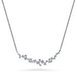 BERRICLE Rhodium Plated Sterling Silver Cubic Zirconia CZ Cluster Bar Wedding Pendant Necklace