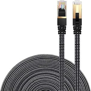 DanYee Cat 8 Ethernet Cable, Nylon Braided 66ft CAT8 High Speed Professional Gold Plated Plug STP Wires CAT 8 RJ45 Ethernet Cable 3ft 10ft 16ft 26ft 33ft 50ft 66ft 100ft(Black 66ft)