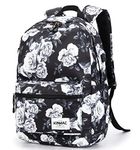 Kinmac White Rose Pattern 15 inch Waterproof Laptop Travel Outdoor Backpack With USB Charging Port For 13 inch 14 inch and 15.6 inch Laptop