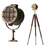 REGAL SURVEY Designer Brass 3 Fold Searchlight Focus Floor Lamp Tripod (Multicolour)