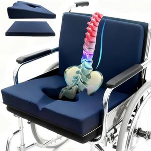 FoKon Gel Wheelchair Seat Cushion,Bed Sore Cushions for Butt,Relieve Sciatica,Coccyx,Pressure Sore and Ulcer Pain Relief Pillow,Cushion for Office Chairs,Removable&Washable Cover.(Elevated Set Blue)