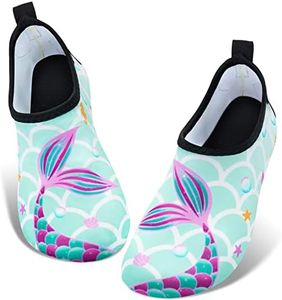 Kids Water Shoes Toddler Unicorn Water Shoes Baby Girls Quick-Dry Non-Slip Barefoot Swim Aqua Socks, Green Mermaid, 11-11.5 Toddler