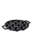 Meyer Pre Seasoned Cast Iron 12 Cavity Appam Patra, Paniyaram Pan Iron, Appam Pan, Pan Cake, Paddu, Appam Maker, Ponganal Maker, Appe and Litti Maker with 2 Side Handle, 26cm, Black