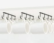 Mkono Under Cabinet Mug Hanger Set of 3 Metal Mug Hooks Coffee Cup Holder with 12 Hooks Simple Coffee Mug Organizer for Cabinet Shelf Modern Mug Storage Display Rack for Kitchen Coffee Bar, Black