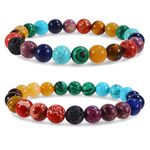 Bivei Bead 7 Chackle Bracelets for Womens Crystal Stone Natural Semi-Precious Charm Bracelet Mother's Day Gifts for Mother Mum Grandma from Daughter Friendship Birthday Gift for Girl Friend