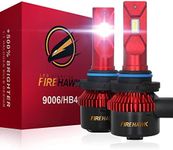 Firehawk 2024 New 9006/HB4 LED Headlight Bulbs, 25000LM Japanese Chips, 500% Brighter, 6000K Cool White, All-in-One Wireless Halogen Replacement Conversion Kit, Pack of 2